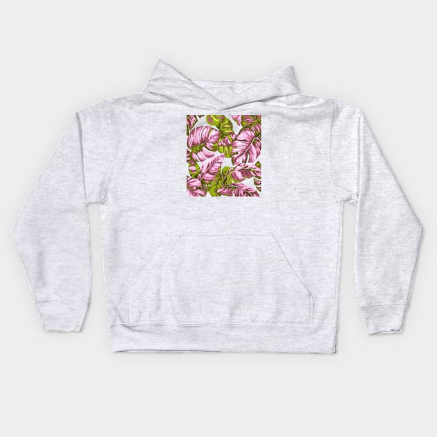 Tropical Leaves Camouflage Of Banana and Monstera 8 Kids Hoodie by taiche